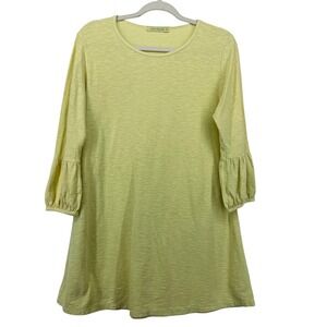Cut Loose Womens Size Small Tunic Top Yellow Cotton Linen Bell Sleeve Oversized